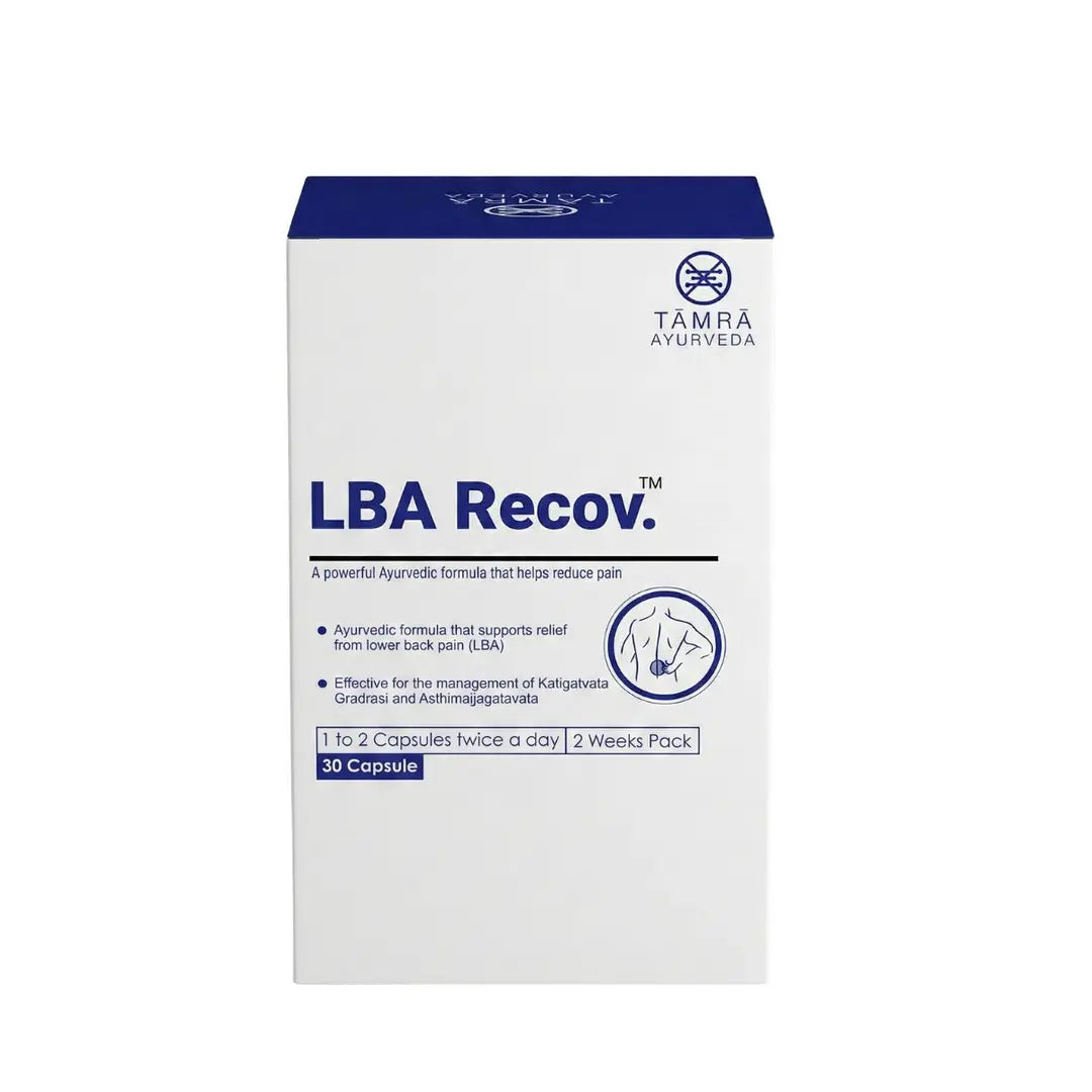 Box of LBA Recov by Tamra Ayurveda on a white background
