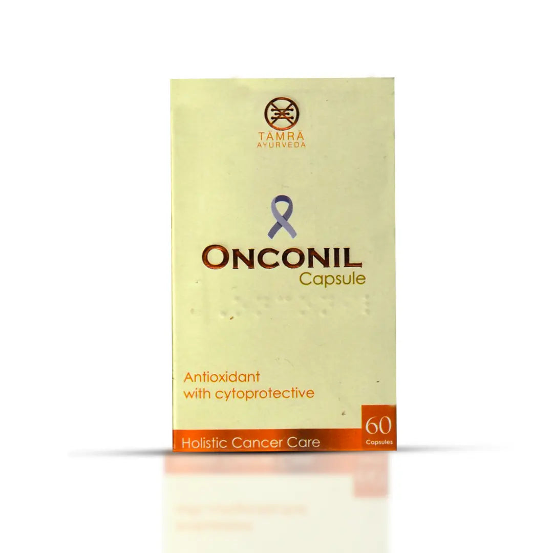 Box of Onconil Capsule with Tamra Ayurveda logo on a white background