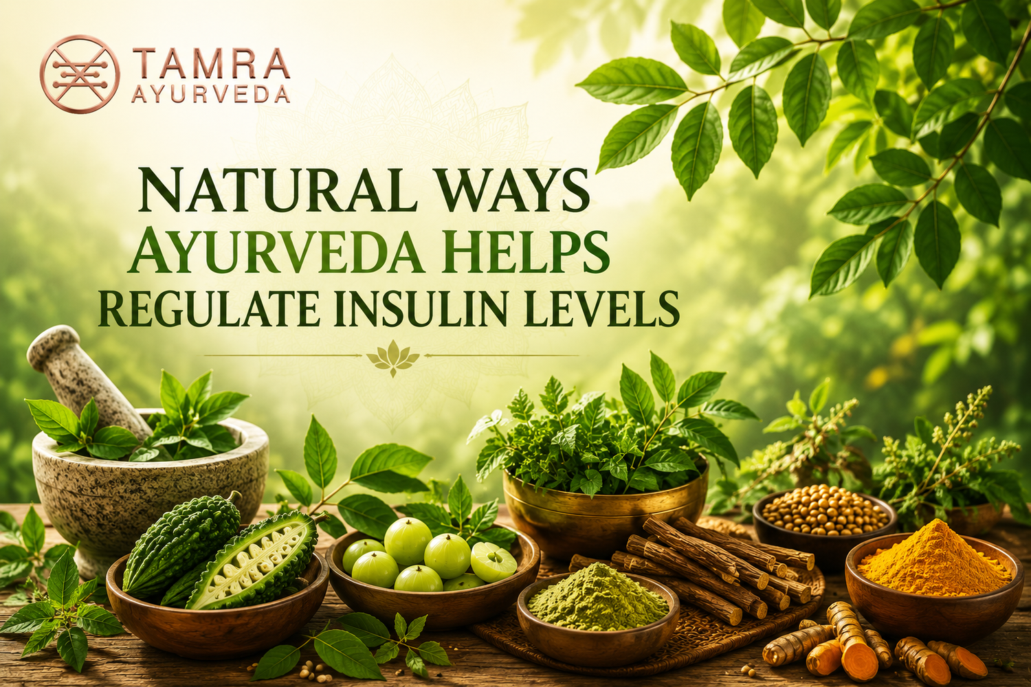 Banner image showing Natural ways Ayurveda helps regulate insulin levels naturally