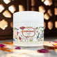 Kumkumadi skincare jar with decorative label on a blurred background
