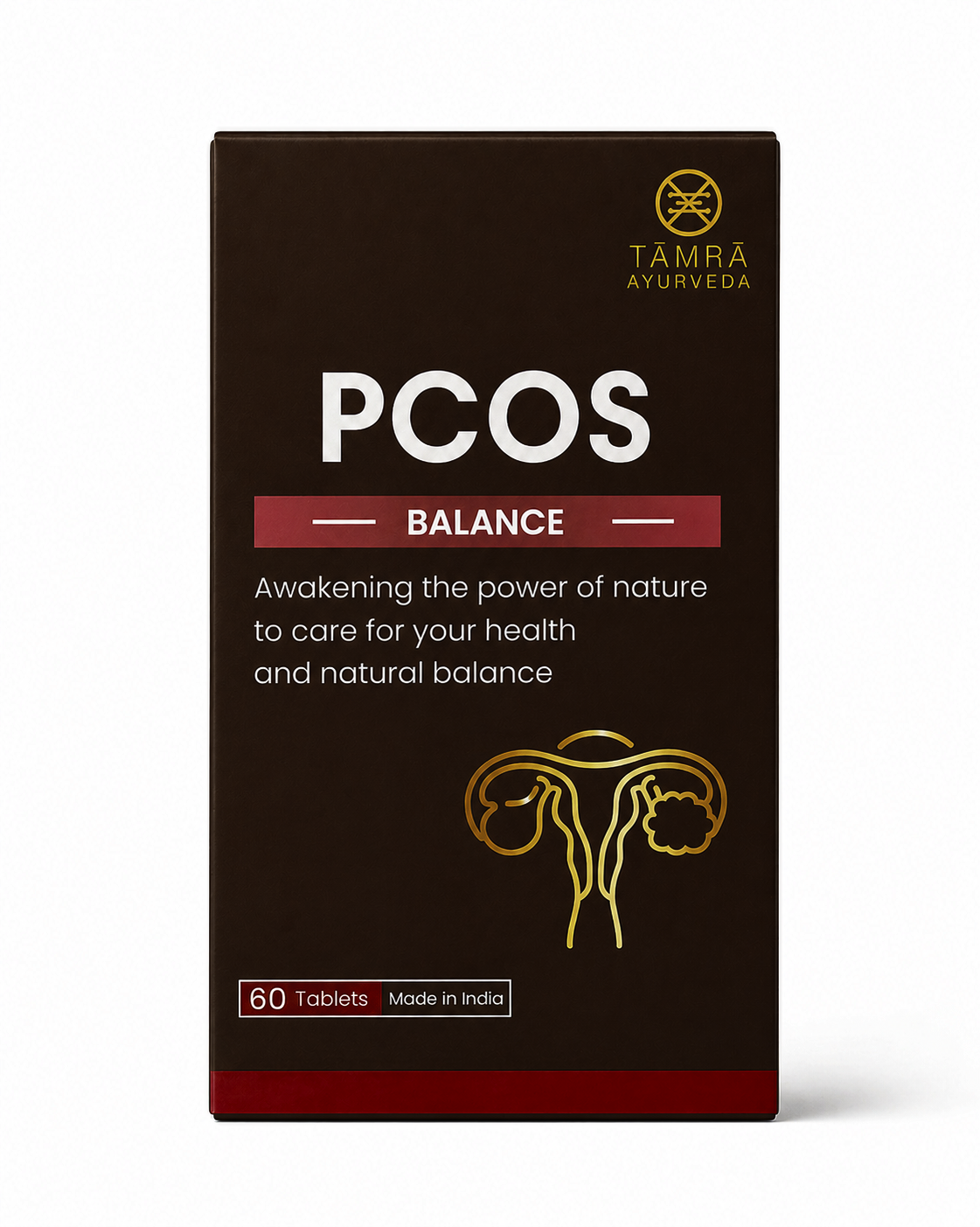 Box of Tamra Ayurveda PCOS Balance supplement on a white background