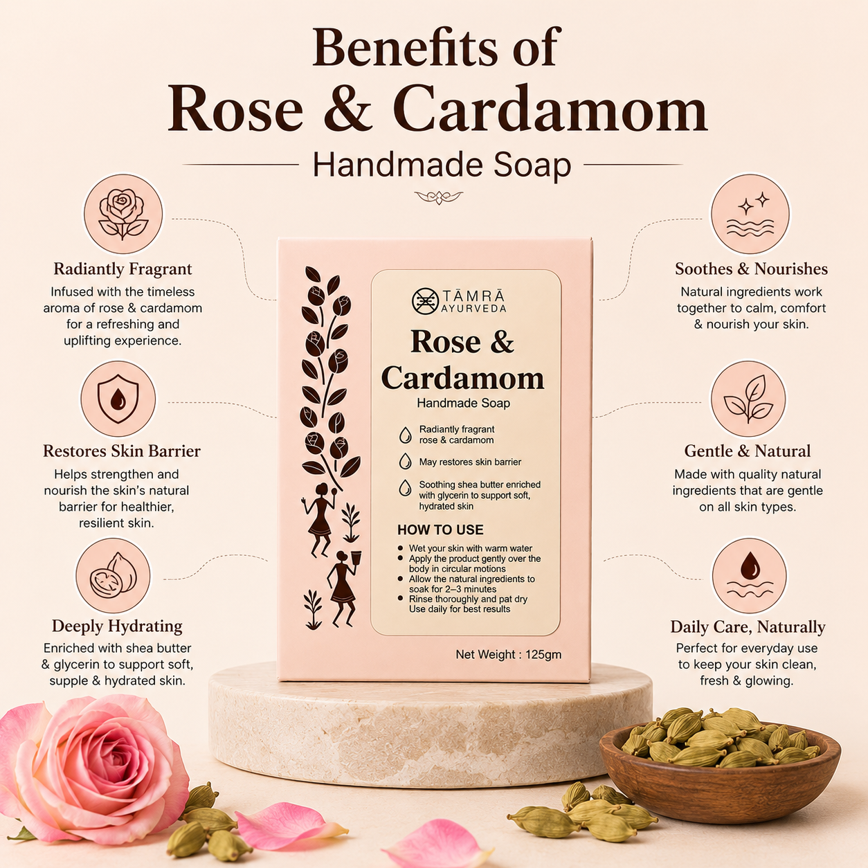 Rose & Cardamom Handmade Soap