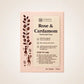 Tamra Naturveda Rose & Cardamom handmade soap packaging on a light pink background