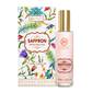 Saffron repair emulsion bottle and packaging with floral design on a white background