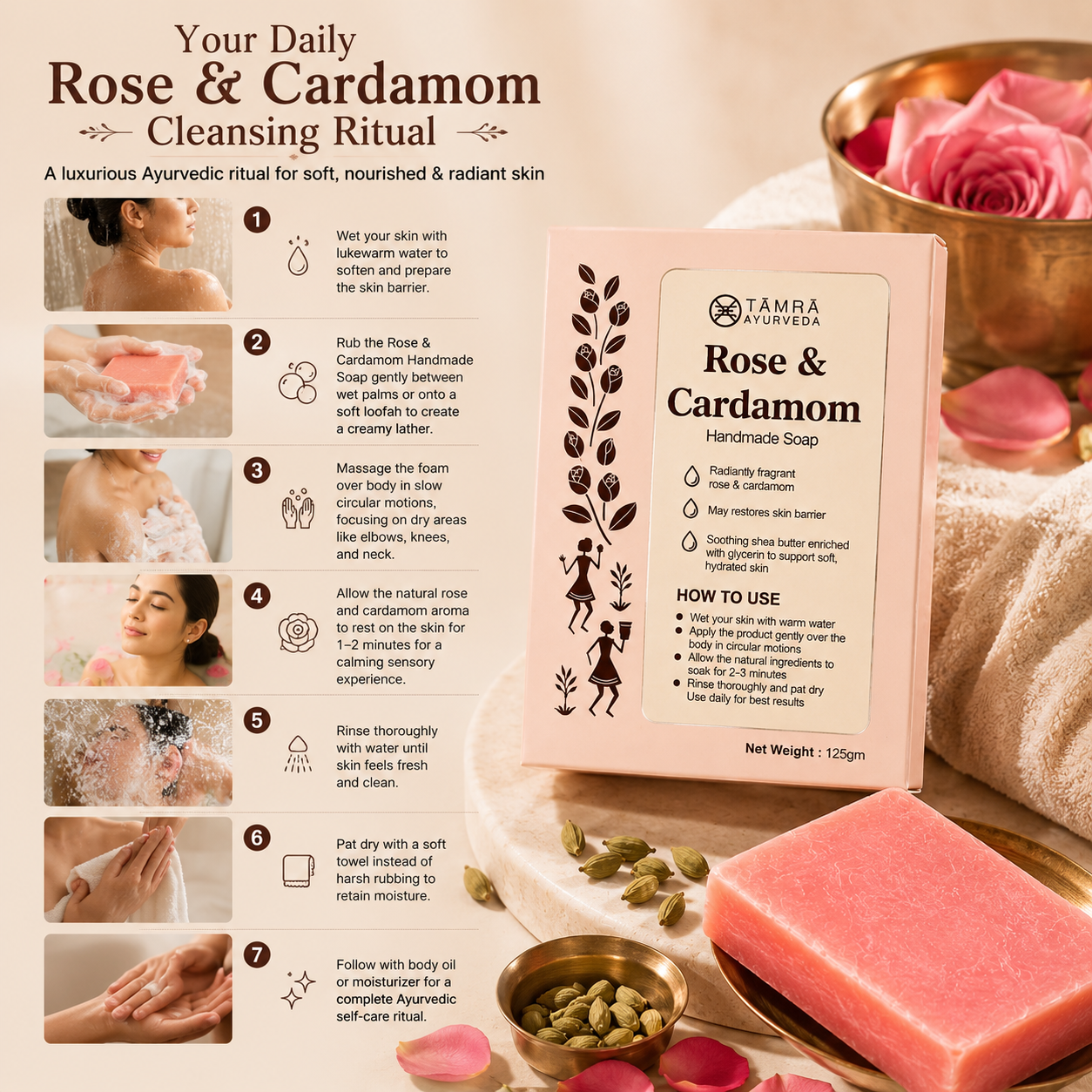 Rose & Cardamom Handmade Soap