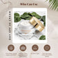 Patchouli Day SPF 30 Cream jar with gold lid on a marble surface with green leaves, surrounded by text about who can use it.