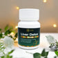 Bottle of Tamra Liver Detox tablets with greenery background