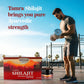 Man lifting weights with Tamra Shilajit products on a wooden deck.