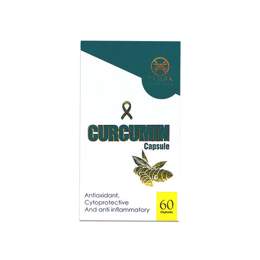 Curcumin capsule packaging with Tama Curcuma branding on a white background