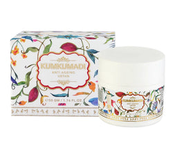 Kumkumadi anti-ageing ubtan jar and box on a white background