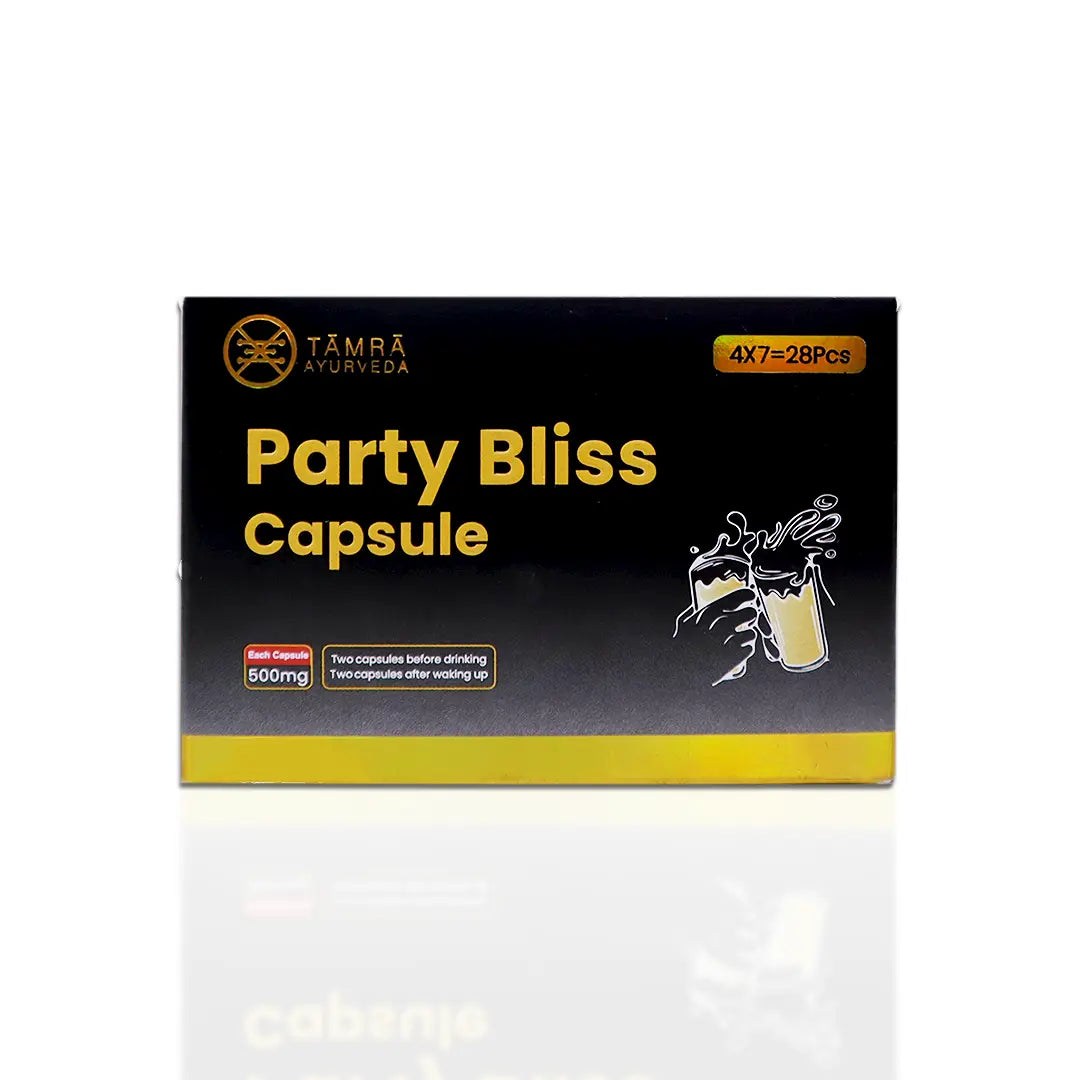 Box of Tamra Ayurveda Party Bliss Capsule on a white background