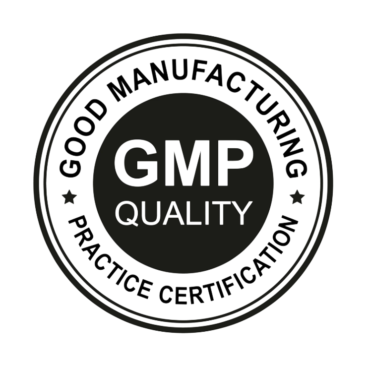 GMP Quality Good Manufacturing Practice Certification logo on a white background