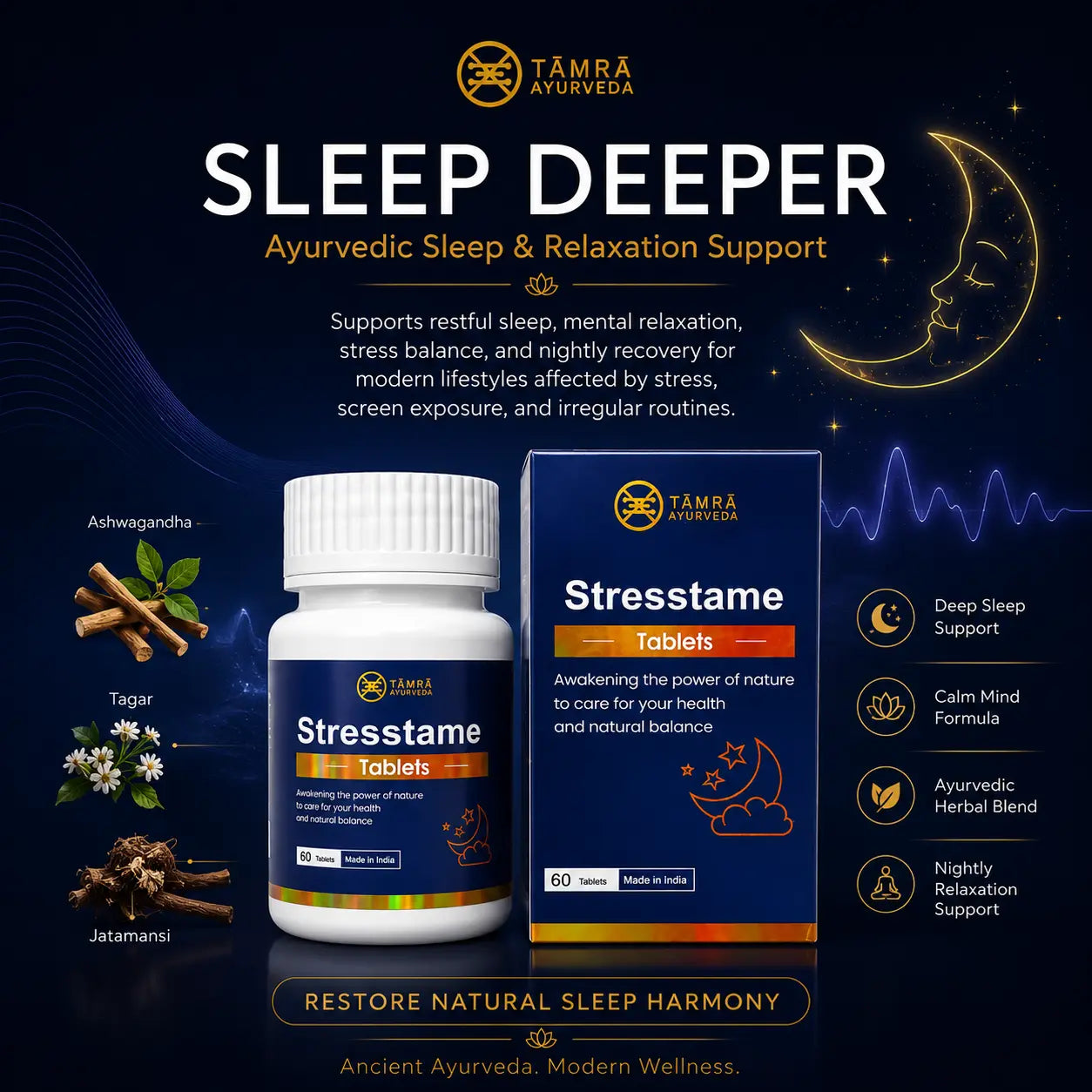 Tamra StressTame Tablets – Ayurvedic Stress Relief & Mental Wellness Support