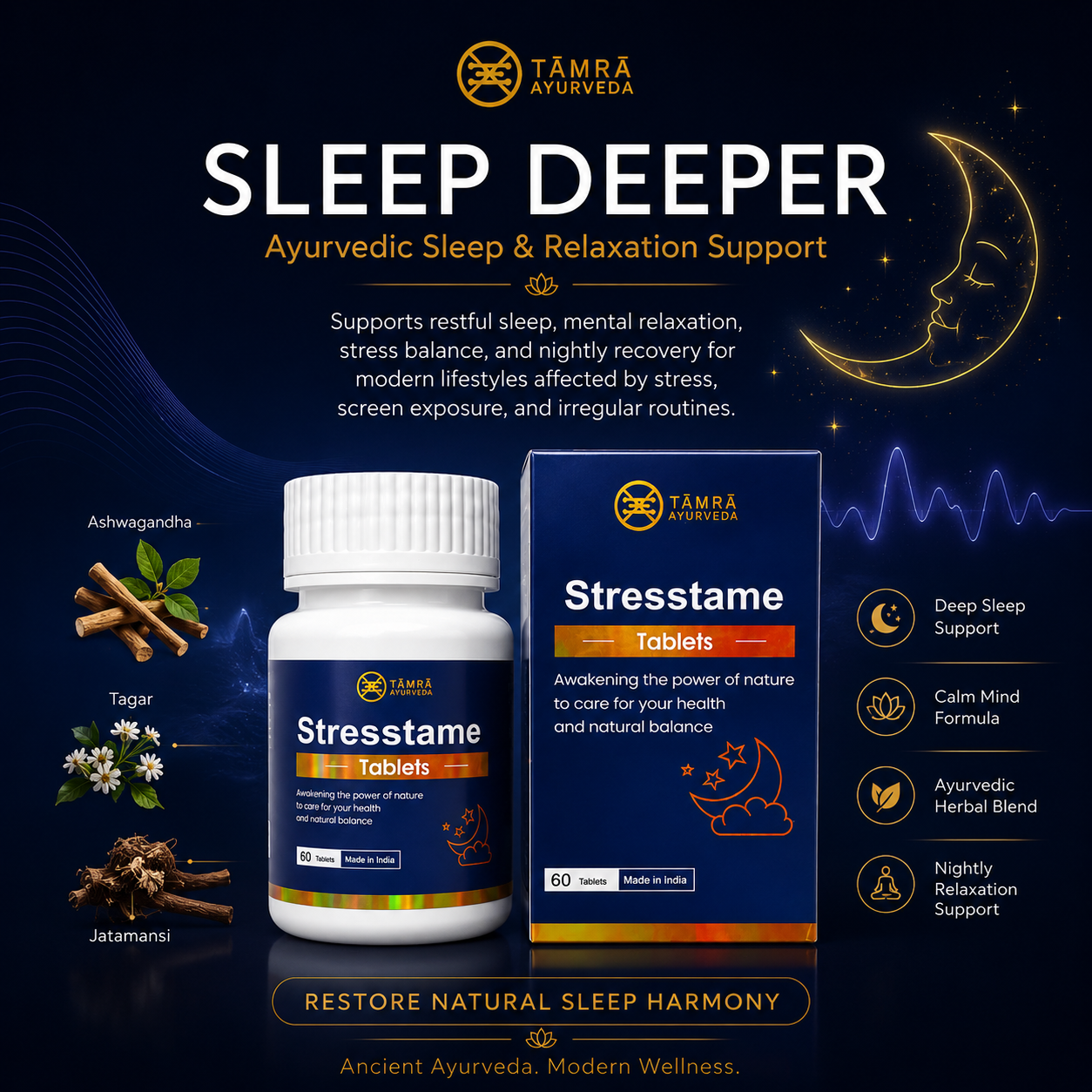 Tamra StressTame Tablets – Ayurvedic Stress Relief & Mental Wellness Support