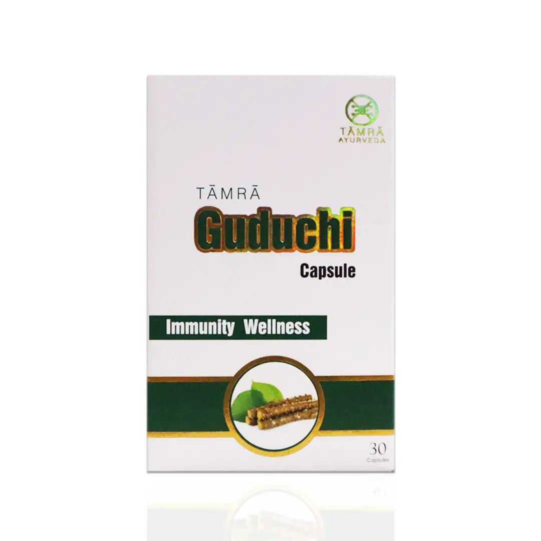 Tamra Ayurveda Guduchi capsule packaging on a white background
